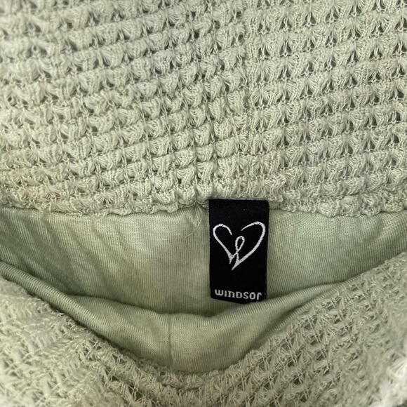 Windsor S Sage Green Waffle Knit High Rise Fitted Cheeky Shorts - Picture 6 of 7